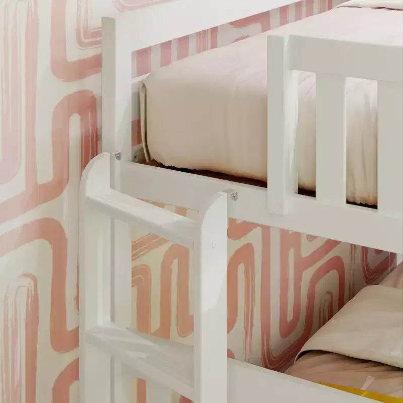 Max & Lily Bunk Bed with Ladder on End and Trundle, Twin-Over-Full Bed Frame for Kids
