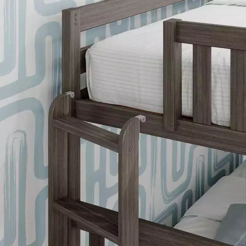 Max & Lily Bunk Bed with Ladder on End and Trundle, Twin-Over-Full Bed Frame for Kids